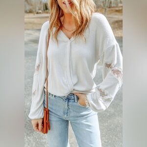 V-Neck Dropped Shoulder Blouse